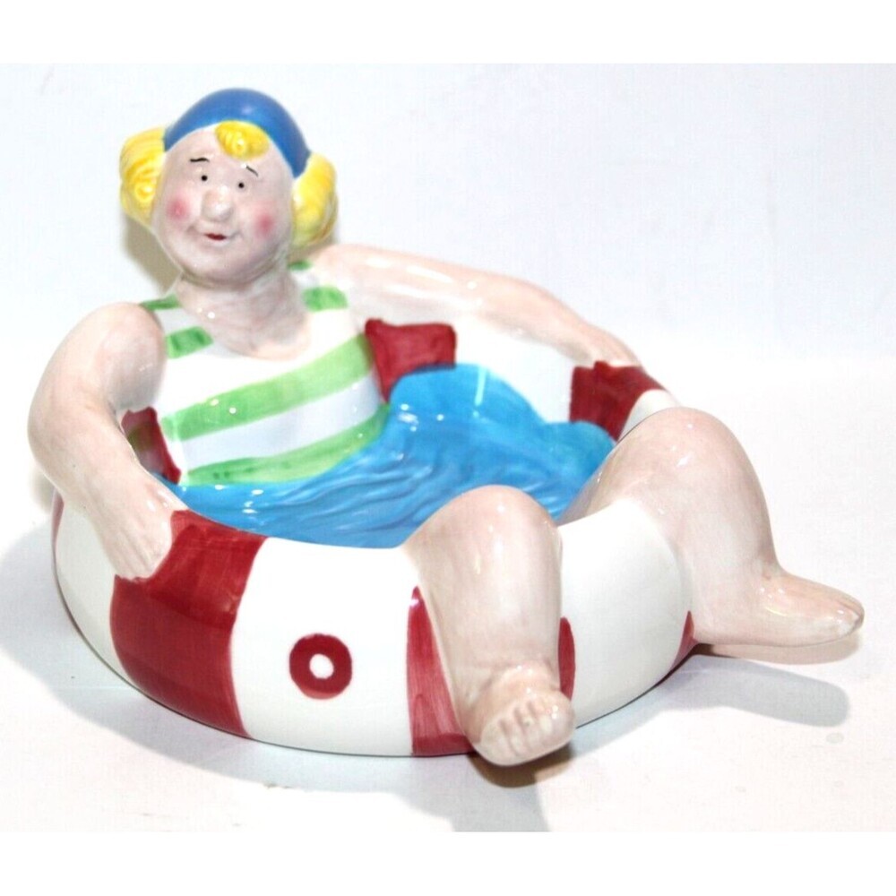 Boston Warehouse Bathing Beauty Trinket Dish Bowl Ceramic 7x6 in